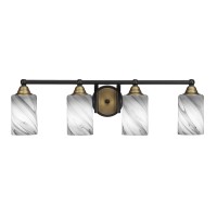 Paramount 4 Light Bath Bar In Matte Black & Brass Finish With 4