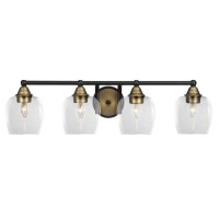 Paramount 4 Light Bath Bar In Matte Black & Brass Finish With 6