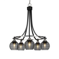 Paramount 5 Light Chandelier In Matte Black & Brushed Nickel Finish With Malena 6