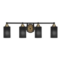 Paramount 4 Light Bath Bar In Matte Black & Brass Finish With 4