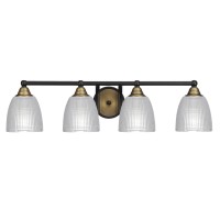 Paramount 4 Light Bath Bar In Matte Black & Brass Finish With 5