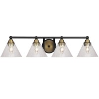 Paramount 4 Light Bath Bar In Matte Black & Brass Finish With 4