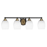 Paramount 4 Light Bath Bar In Matte Black & Brass Finish With 5