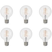 Laborate Led Filament G25 Dimmable Light Bulbs, 7W=60W, 4000K, E26 Globe Bulbs, 800 Lumen, Clear Finish 120V Damp, Antique Led Filament Bulb For Home, Bathroom, Hallway, Indoor&Outdoor, 6 Pack