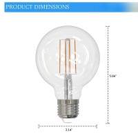 Laborate Led Filament G25 Dimmable Light Bulbs, 7W=60W, 4000K, E26 Globe Bulbs, 800 Lumen, Clear Finish 120V Damp, Antique Led Filament Bulb For Home, Bathroom, Hallway, Indoor&Outdoor, 6 Pack