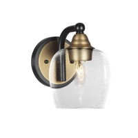 Paramount 1 Light Wall Sconce In Matte Black & Brass Finish With 6