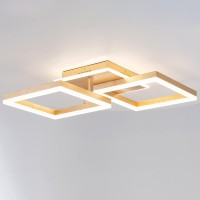 Modern Led Golden Flush Mount Ceiling Light2Layer Square Acrylic 4000K6000K Dimmable Led Flush Ceiling Lighting With Remote 6