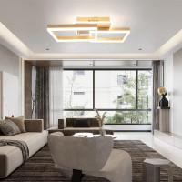 Modern Led Golden Flush Mount Ceiling Light2Layer Square Acrylic 4000K6000K Dimmable Led Flush Ceiling Lighting With Remote 6