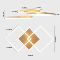 Modern Led Golden Flush Mount Ceiling Light2Layer Square Acrylic 4000K6000K Dimmable Led Flush Ceiling Lighting With Remote 6