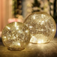 Mercury Cracked Glass Globe Lights Home Decorative Sphere Night Light Battery Operated Ball Lamp For Christmas Living Room Weddi