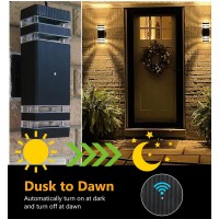 Tewei Dusk To Dawn Outdoor Wall Lights Fixture Up And Down Porch Lights Outdoor Wall Black Modern Exterior Lights Ip65 Warm Wh