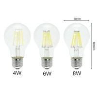 K Jingkelai A19 4W Dimmable Led Edison Bulbs A60 E26/E27 Base Led Filament Bulbs For Bathroom Kitchen Living Room,4 Watts(40W Equivalent),Daylight White 6500K,Clear Glass,4 Pack