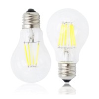 K Jingkelai A19 4W Dimmable Led Edison Bulbs A60 E26/E27 Base Led Filament Bulbs For Bathroom Kitchen Living Room,4 Watts(40W Equivalent),Daylight White 6500K,Clear Glass,4 Pack