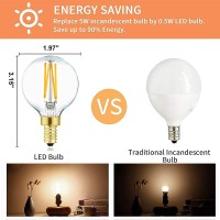 Xininsun Dimmable G16.5 Light Bulb,E12 40 Watt Candelabra Light Bulb,Soft White 3000K 400Lm G50 4W Led Globe Bulbs Vintage Led Filament Edison Candle Bulb With Decorative,6Pack