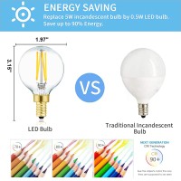 Xininsun G16.5 Led Bulb,E12 40W Candelabra Dimmable Chandelier Light Bulbs 4000K Daylight White Clear 400Lm 4W G50 Vintage Led Filament Edison Candle Bulb With Decorative,6Pack