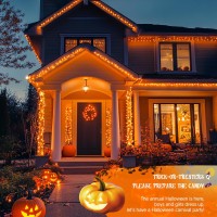 Jmexsuss 2 Pack Orange Halloween Lights 100 Led 427Ft Solar Halloween Lights Outdoor Waterproof 8 Modes Orange Lights For Ha