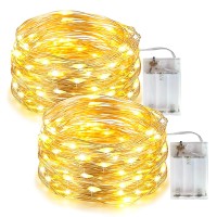 Flaspar Lights For Bedroom, Christmas, Parties, Wedding, Centerpiece, Decoration (Warm, 2 Pack 33Ft Battery Operated)