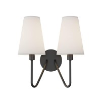 Electro Bp;Double Head Classic 2 Lights Wall Sconces Lighting Fixture Black With Beige White Linen Fabric Lamp Shades E12 80W Hardwire;