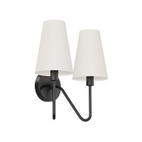 Electro Bp;Double Head Classic 2 Lights Wall Sconces Lighting Fixture Black With Beige White Linen Fabric Lamp Shades E12 80W Hardwire;