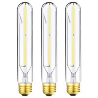 Hxmls Dimmable E26 Led Bulb 4W Equal 40 Watt Edison Light Bulb Ac120V Daylight 4000K Long Led Bulb 60 Watt 400Lm Tubular T10 Led Bulb For Rustic Pendant,Chandeliers,Wall Sconces,Vanity 3Pack