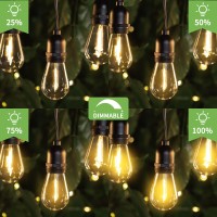 Monkeyd 51Ft Outdoor Patio Lights String Led Shatterproof, Waterproof Vintage String Lights With 15 Edison Bulbs With 1 Replacement Pc Bulb, Porch Bistro Garden Gazebo Light String, For Wedding Party