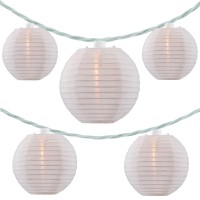 Yuletime White Lantern String Lights, 10 Count Nylon Lantern On 7.6' White Wire, Ul Listed 8