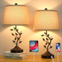 3Way Dimmable Touch Table Lamps For Living Room Set Of 2 Traditional Lamps For Bedroom With 2 Usb Charging Ports Bedside Nights