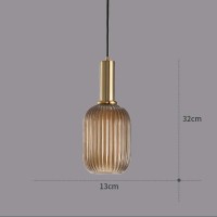 Debbte Industrial Vintage Glass Pendant Lighting Brass Finish Modern Retro Drop Ceiling Light Hanging Lamp For Bedroom Dining Room Kitchen Island (Amber, 5.1 Inches)