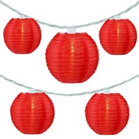 Yuletime Red Lantern String Lights 10 Count Nylon Lantern On 76 White Wire Ul Listed 8 Spacing Endtoend Connectable Plug