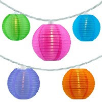 Yuletime Multicolor Lantern String Lights, 10 Count Nylon Lantern On 7.6' White Wire, Ul Listed 8