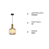 Debbte Industrial Vintage Glass Pendant Lighting Brass Finish Modern Retro Drop Ceiling Light Hanging Lamp For Bedroom Dining Room Kitchen Island (Amber, 7.9 Inches)