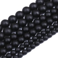 60Pcs 6Mm Natural Frosted Black Agate Stone Beads Round Loose Beads For Jwelry Making Diy Bracelet Necklace Accessory 15 In