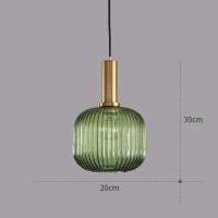 Debbte Industrial Vintage Glass Pendant Lighting Brass Finish Modern Retro Drop Ceiling Light Hanging Lamp For Bedroom Dining Room Kitchen Island (Green, 7.9 Inches)