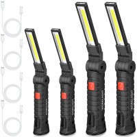 4 Pieces Led Work Light Cob Rechargeable Work Flashlight With Magnetic Base Hanging Hook And 360 Rotate 5 Modes Portable Led Wo