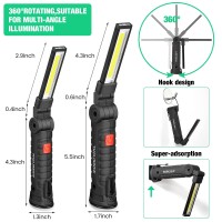 4 Pieces Led Work Light Cob Rechargeable Work Flashlight With Magnetic Base Hanging Hook And 360 Rotate 5 Modes Portable Led Wo