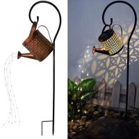 Merrytech Solar Lanterns Outdoor Waterproof,Metal Watering Can Sun Garden Decor,Hanging Solar Lights Yard Art,Outside Patio Decorations Gardening Birthday Gifts For Mom Grandma Women, With Hook, Large