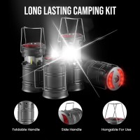 Lichamp 2 Pack Led Camping Lanterns, Battery Powered Lantern Flashlight Cob Camp Light For Power Outages, Camping Supplies And Home Hurricane Supplies, F2Gy