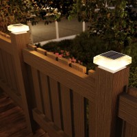 Solpex 8 Led 20 Lumens Solar Post Cap Lights 4 Pack, Bright Warm White Led Lighting,Solar Fence Post Lights Fit 4X4,5X5 Deck Or Patio Wooden/Vinyl Posts