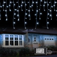 Dazzle Bright 360 Led Christmas Icicle Lights, 29.5 Ft 8 Modes Curtain Fairy Lights With 60 Drops, Connectable Xmas String Lights For Outside Holiday Wedding Party Decorations (White)