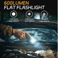 Lexall Rechargeable Work Light 600 Lumens Portable Led Flashlight Magnetic Cob Flat Task Light With Pocket Clip 3 Modes Pock