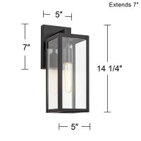 John Timberland Titan Modern Outdoor Wall Light Fixture Mystic Black 14 1/4