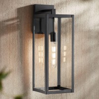 John Timberland Titan Modern Industrial Outdoor Wall Light Fixture Mystic Black Metal 20