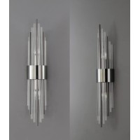 Shawnkey 2Light Modern Wall Sconce Titanium Black Metal With Clear Class Crystal Vanity Wall Sconce Lighting For Bedroom Living