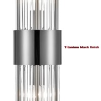 Shawnkey 2Light Modern Wall Sconce Titanium Black Metal With Clear Class Crystal Vanity Wall Sconce Lighting For Bedroom Living