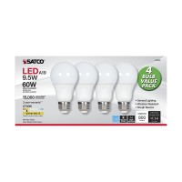 Satco S39596 9.5A19/Led/827/Nd/120V/4Pk - 4-Pack