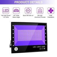 100W Led Black Light, Bosite Uv Blacklight Flood Light With Plug, Ip66 Waterproof Black Lights For Glow Party In The Dark, Stage Lighting, Aquarium, Body Paint, Fluorescent Poster, Neon, Halloween