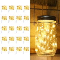 Haosee 20 Pack Fairy Lights Battery Operated,3.3Ft 20 Led Silver Wire Warm White Firefly Waterproof Mini Led String Lights For Party Crafts Wedding Decor