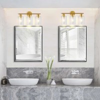 Mshamy 3Light Black Bathroom Light Fixtures Bathroom Vanity Light With Clear Glass Shade Modern Wall Sconce Lighting For Hall