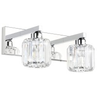 Aipsun Bathroom Vanity Lighting Fixtures Crystal Vanity Lights For Bathroom 2 Lights Stainless Steel Wall Lighting Fixtures(Exclude Bulb)