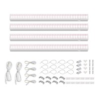 Barrina Grow Light For Indoor Plants, Full Spectrum Sunlight, 1Ft Grow Lamp, Led Grow Light Bulbs, T5 Grow Light Strip, Plug And Play, Pinkish White, 4-Pack